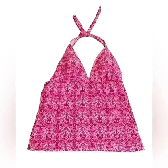 Old Navy Swim Top Halter size L pink floral - Picture 1 of 3